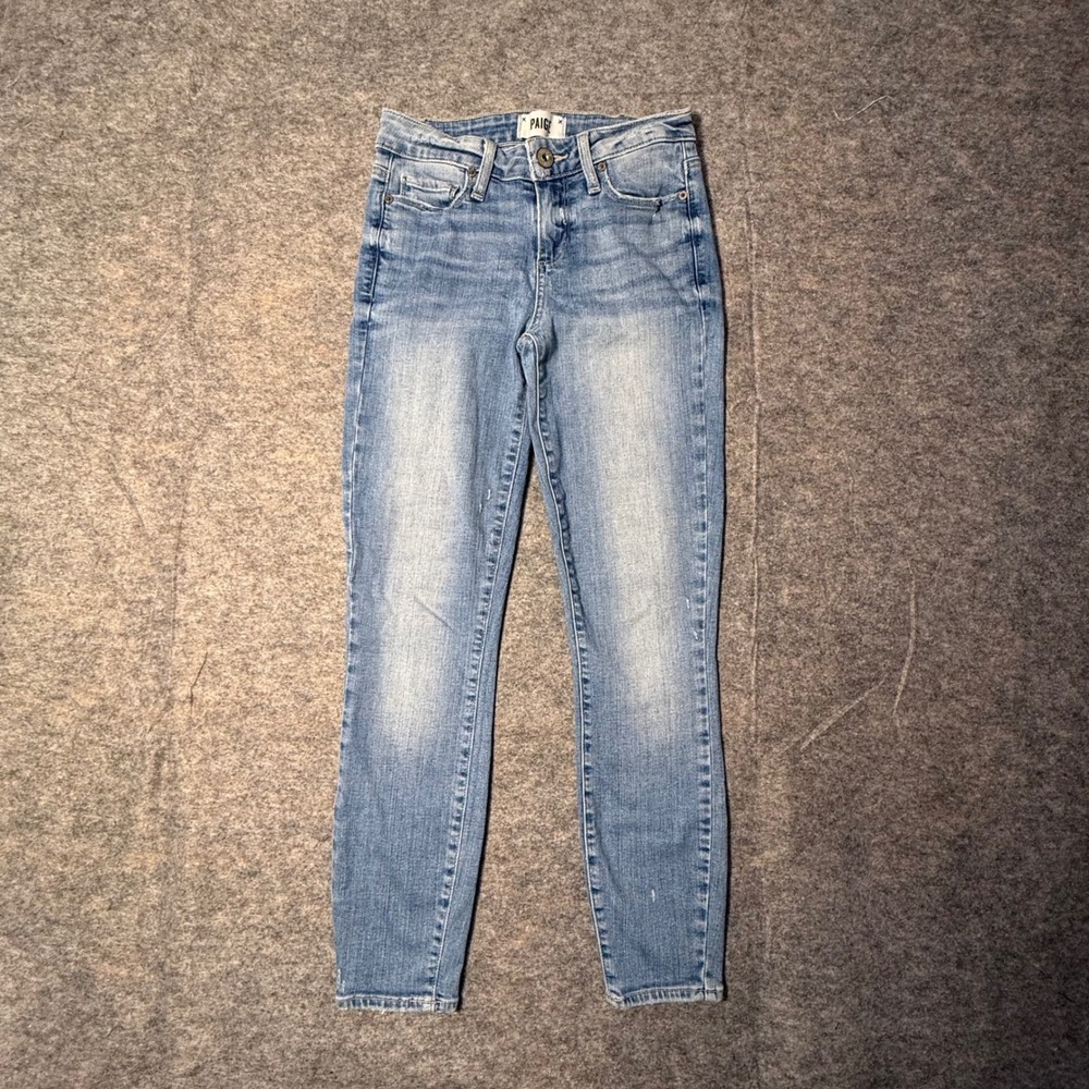 Paige Verdugo Crop Womens Skinny Jeans 24 Light Blue Wash Stretch Denim Girls